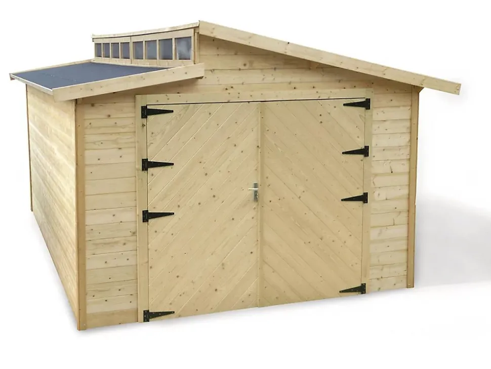 Garage bois "Torino" 20.88 m2 3.64 x 5.74 x 2.92 m 28 mm
