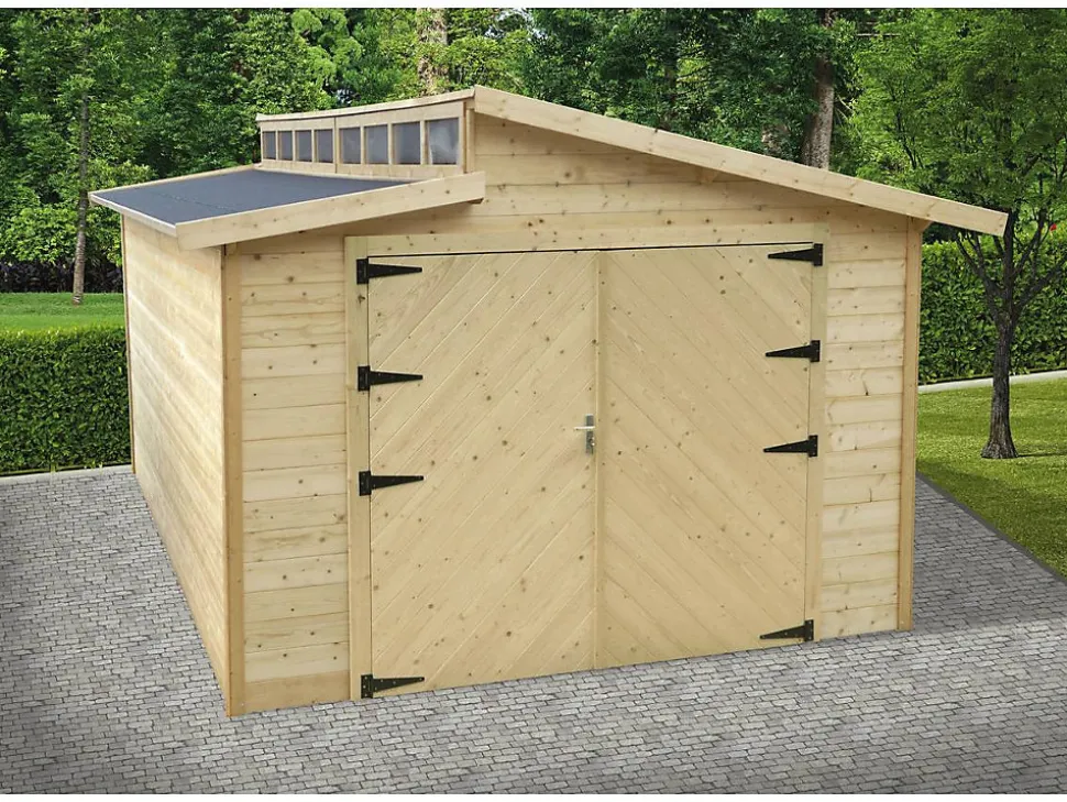 Garage bois "Torino" 20.88 m2 3.64 x 5.74 x 2.92 m 28 mm