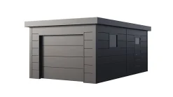 Garage métal acier de 22,5 m² anthracite avec porte sectionnelle - TELLURIA 3663