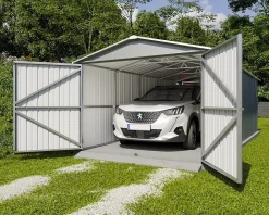 Garage métal gris 17,36 m2 Yardmaster + kit d'ancrage