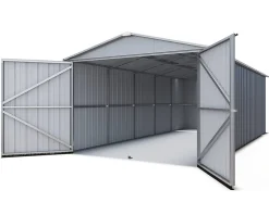 Garage métal gris 17,36 m2 Yardmaster + kit d'ancrage