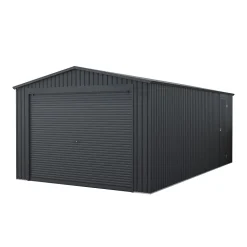 Garage Métal 19,52m² Jarama - 576x338x243cm - Abri voiture extérieur - Grande porte enroulable - Entrée piétonne latérale