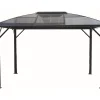 Gloriette aluminium avec rideaux toit 10.80 m² gris anthracite Habrita GL3630AL