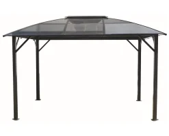 Gloriette aluminium avec rideaux toit 10.80 m² gris anthracite Habrita GL3630AL