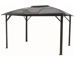 Gloriette aluminium avec rideaux toit 10.80 m² gris anthracite Habrita GL3630AL