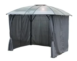Gloriette aluminium avec rideaux toit 10.80 m² gris anthracite Habrita GL3630AL