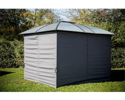 Gloriette aluminium avec rideaux toit 10.80 m² gris anthracite Habrita GL3630AL