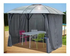 Gloriette aluminium avec rideaux toit 10.80 m² gris anthracite Habrita GL3630AL