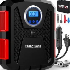 Gonfleur de Pneus 150 PSI, Pompe à Vélo, Pompe à Air 230V AC 12V DC Pour Pneus de Voiture, Manomètre Digital