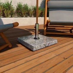 Gravita - Socle pour Parasol de Jardin Carré 45x45 cm 35 kg en Pierre avec Roulettes Gris
