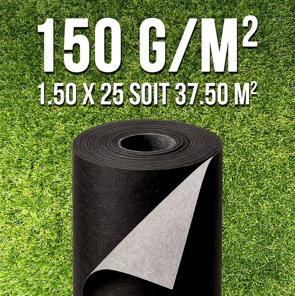 150grs 1.5Mx25M soit 37.50m2 Rouleau de Geotextile special jardin MGS