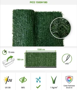 Haie Artificielle 10m PICO H.180cm 110 brins
