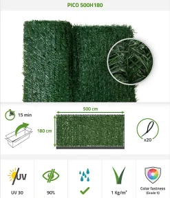 Haie Artificielle 5m PICO H.180cm 110 brins