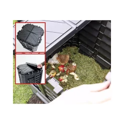 Hecht 3060 Composteur pour jardin 360L déchets de pelouse Boite de compostage 69 x 69 x 84 cm