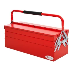 HOMCOM Boite à outils métallique - coffret à outils - caisse à outils 3 niveaux 5 plateaux rétractables - tôle acier rouge