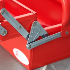 HOMCOM Boite à outils métallique - coffret à outils - caisse à outils 3 niveaux 5 plateaux rétractables - tôle acier rouge