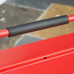 HOMCOM Boite à outils métallique - coffret à outils - caisse à outils 3 niveaux 5 plateaux rétractables - tôle acier rouge