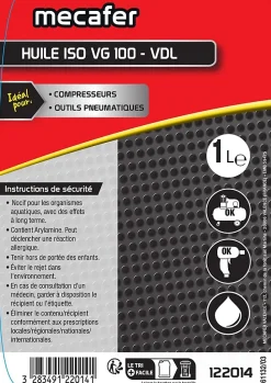 Huile compresseur/outils pneumatique Mecafer 1L