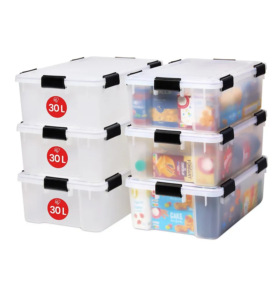 Iris Ohyama, Boite de Rangement Hermétique, 30L, Lot de 6, Transparent, AT-LS