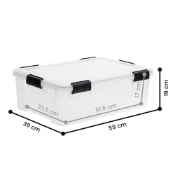Iris Ohyama, Boite de Rangement Hermétique, 30L, Lot de 6, Transparent, AT-LS