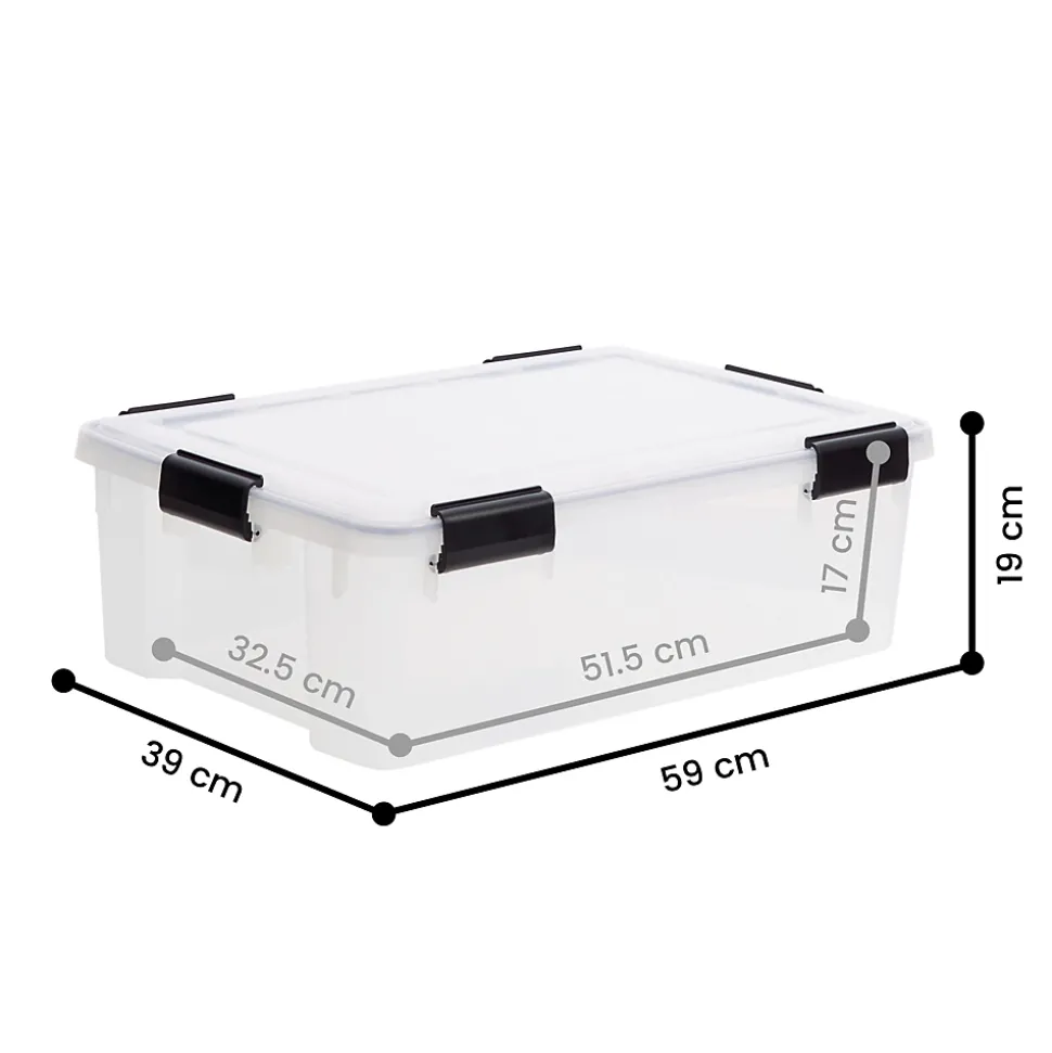 Iris Ohyama, Boite de Rangement Hermétique, 30L, Lot de 6, Transparent, AT-LS
