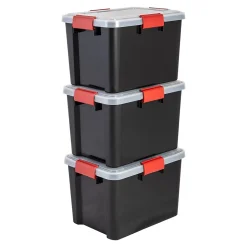 Iris Ohyama, Boite de Rangement Hermétique, 20L, Lot de 3, Noir, DDAT-SD