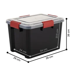 Iris Ohyama, Boite de Rangement Hermétique, 20L, Lot de 3, Noir, DDAT-SD