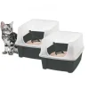 Iris Ohyama, Lot de 2, Bac à litière, avec côtés hauts, pour chat, CLH-12, Gris
