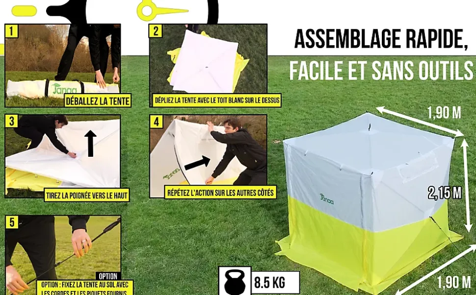 JAX3 Tente de Chantier Pro - Montage Rapide Pop Up - Imperméable - UV50+ - Usage Intensif - Sans Outil