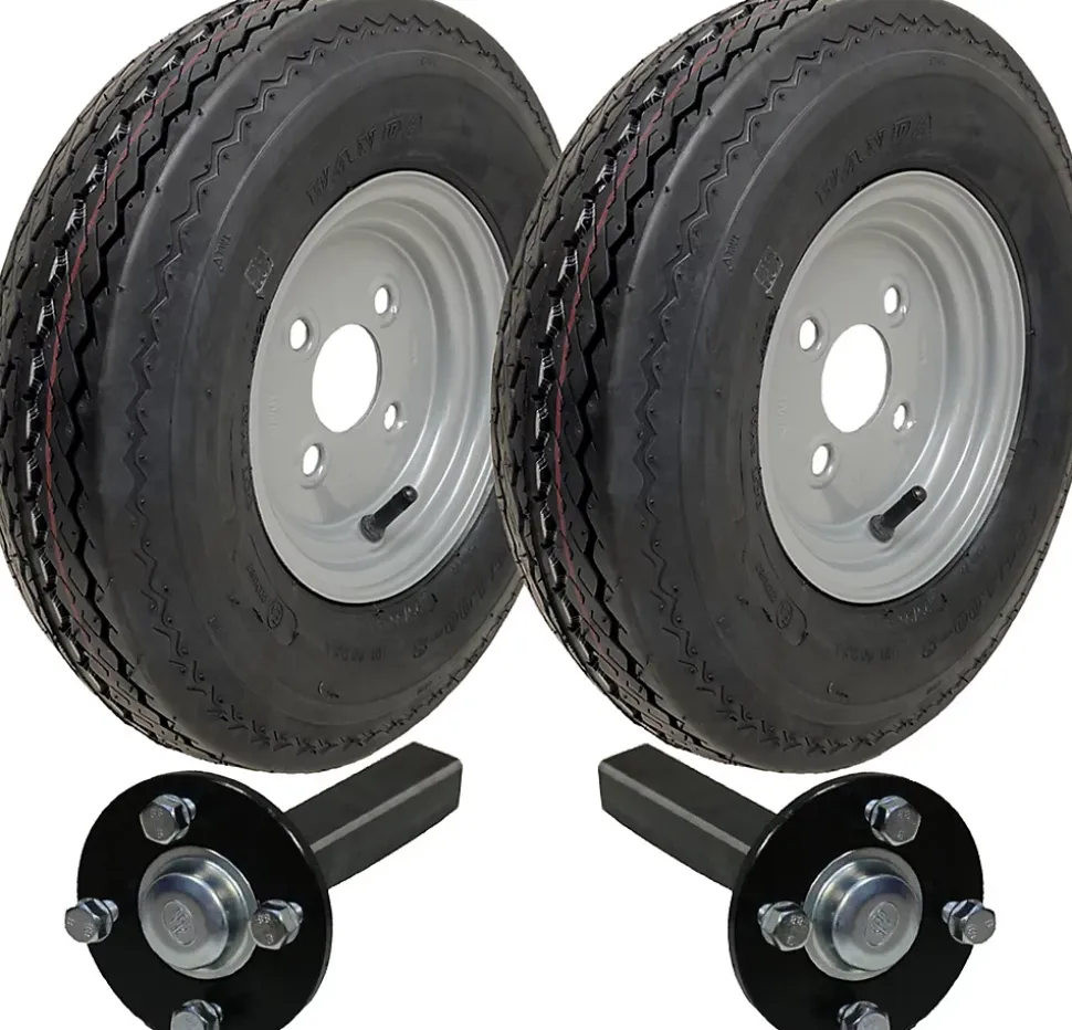 Jeu de 2 - 4.00x8 4ply P811Roue de remorque 4/100mm & Moyeu & Fusée 4/100 M12 whe
