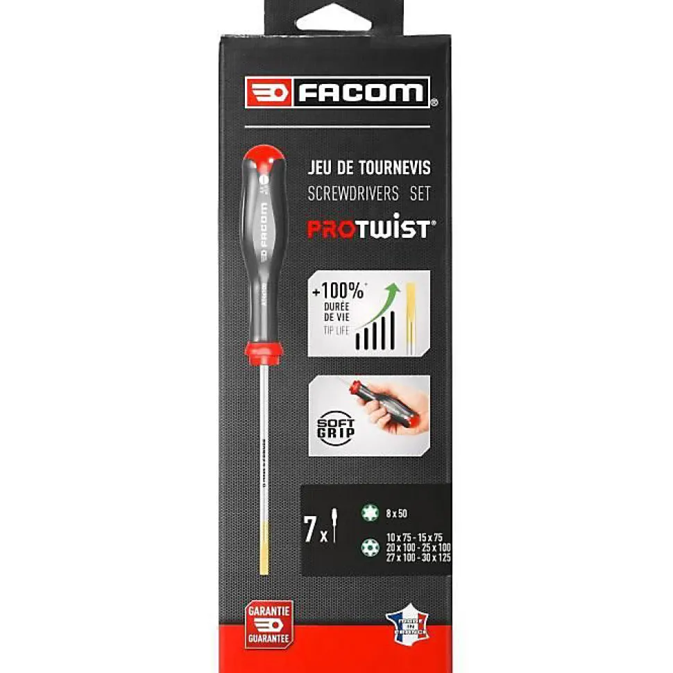 Jeu de 7 Tournevis PROTWIST Tamper Torx FACOM ATXR.J7PB