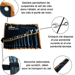 Jeu de clés mixtes 17 pièces (6-22 mm)