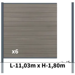 Kit clôture composite poteau à sceller - CRUZ Argent H-1,8m