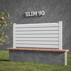 Kit Clôture SLIM PVC Blanc H. 90 cm x L. 11.10 m - 7 Lisses claire-voie