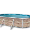 Kit piscine hors-sol acier Toi PINUS ovale 6.40 x 3.66 x 1.20m décor bois