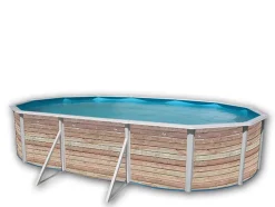 Kit piscine hors-sol acier Toi PINUS ovale 6.40 x 3.66 x 1.20m décor bois
