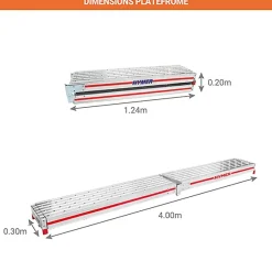 KIT plateforme télescopique - Echelle double télescopique - Hauteur de travail max 3.35m - 412316/685900