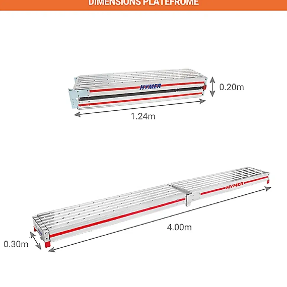 KIT plateforme télescopique - Echelle double télescopique - Hauteur de travail max 3.35m - 412316/685900