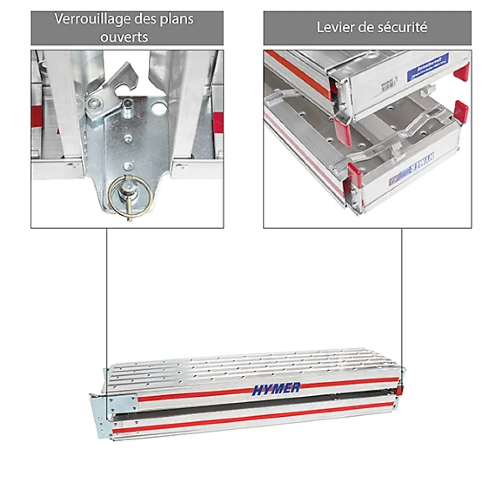 KIT plateforme télescopique - Echelle double télescopique - Hauteur de travail max 3.35m - 412316/685900