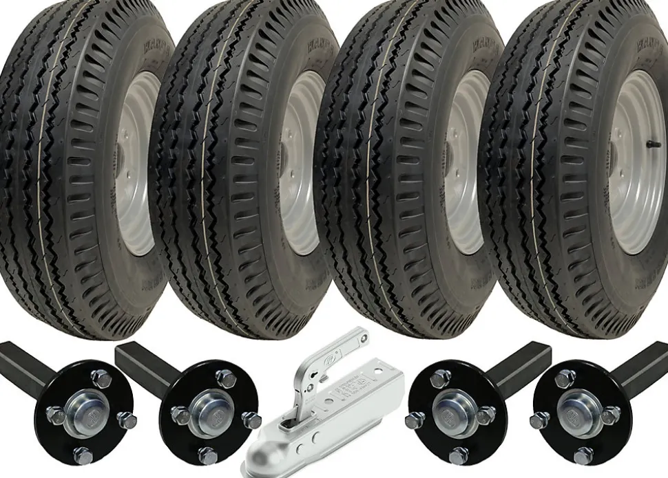 Kit remorque rapide à deux essieux 5.00-10 roues légales moyeu et fusée d'attelage