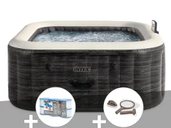 Kit spa gonflable Intex PureSpa Ardoise carré Bulles 6 places + 6 filtres + Kit d'entretien