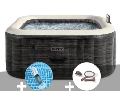 Kit spa gonflable Intex PureSpa Ardoise carré Bulles 6 places + Aspirateur + Kit d'entretien