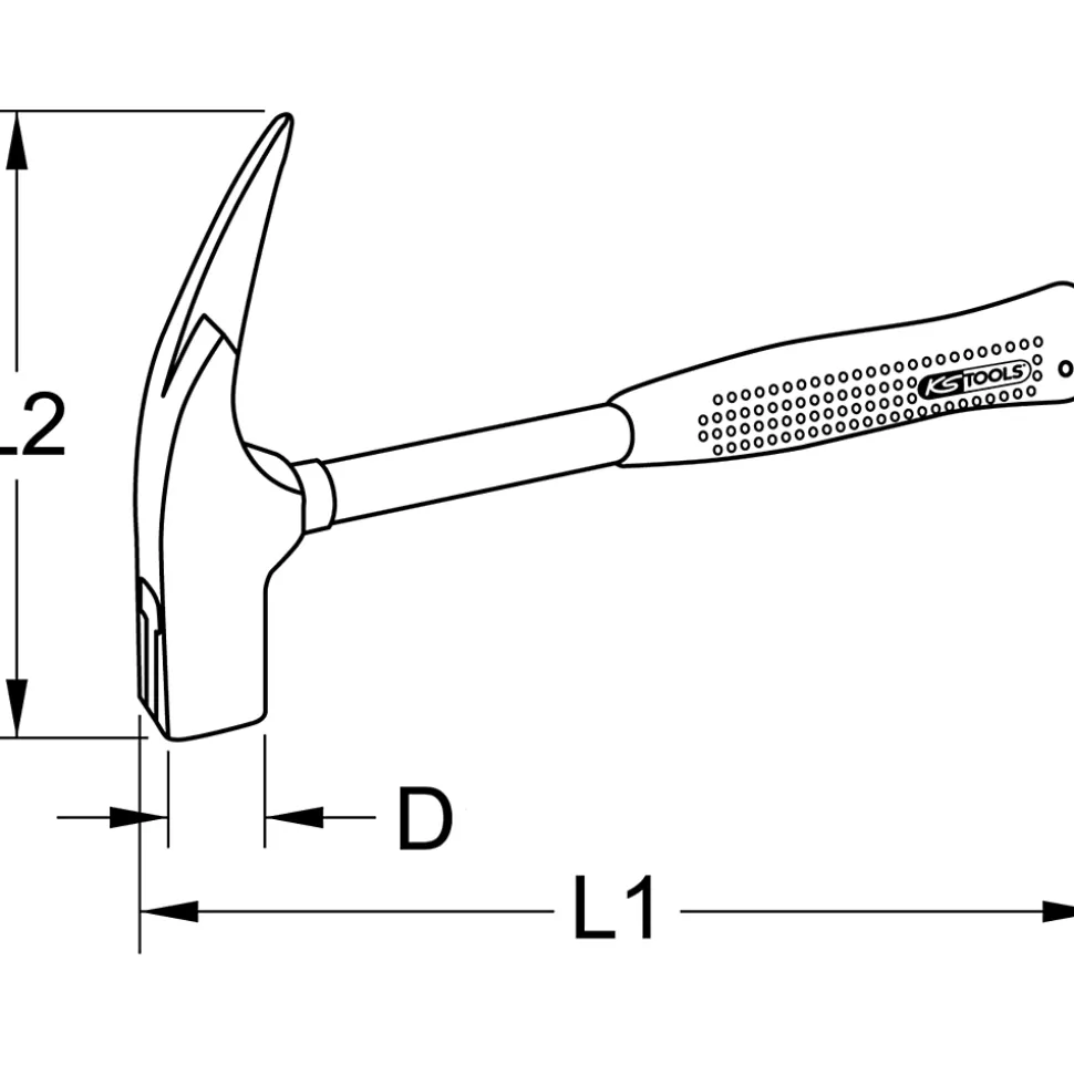 KS Tools - 140.2002 - Marteau de charpentier magnétique 600 g, manche acier gainé