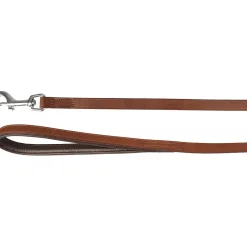 Laisse 130 cm par 15 mm ARIZONA en cuir brun pour chien.