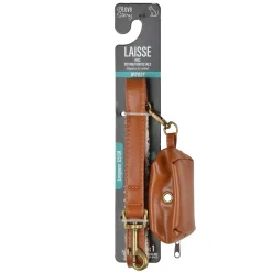 Laisse en similicuir et bouclette avec distributeur de sacs
