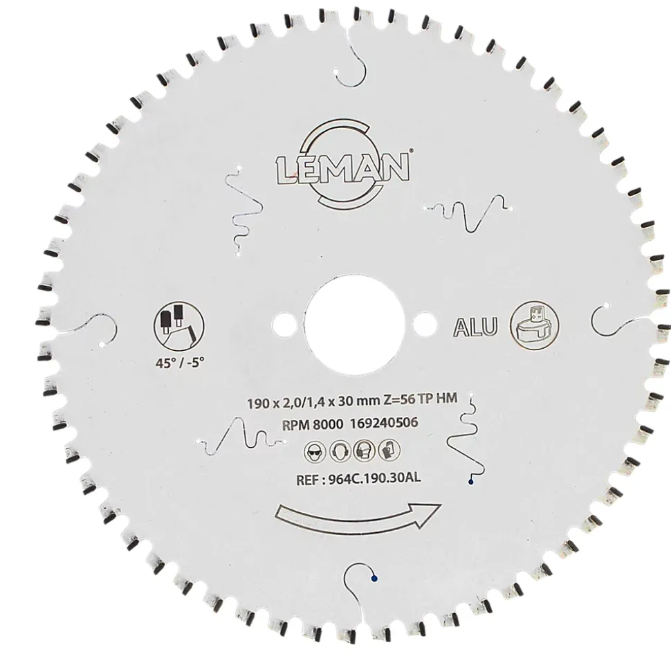 LAME CIRC HM FINE D260X30X2,4 80Z TP NEG ALU - 964C.260.30AL - LEMAN