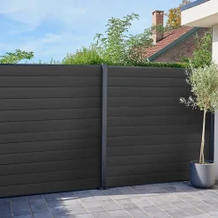 Lame de clôture pour pose emboîtée en aluminium anthracite Neva Klikstrom, L.179,8 x H.15,7 x ép.2,1 cm