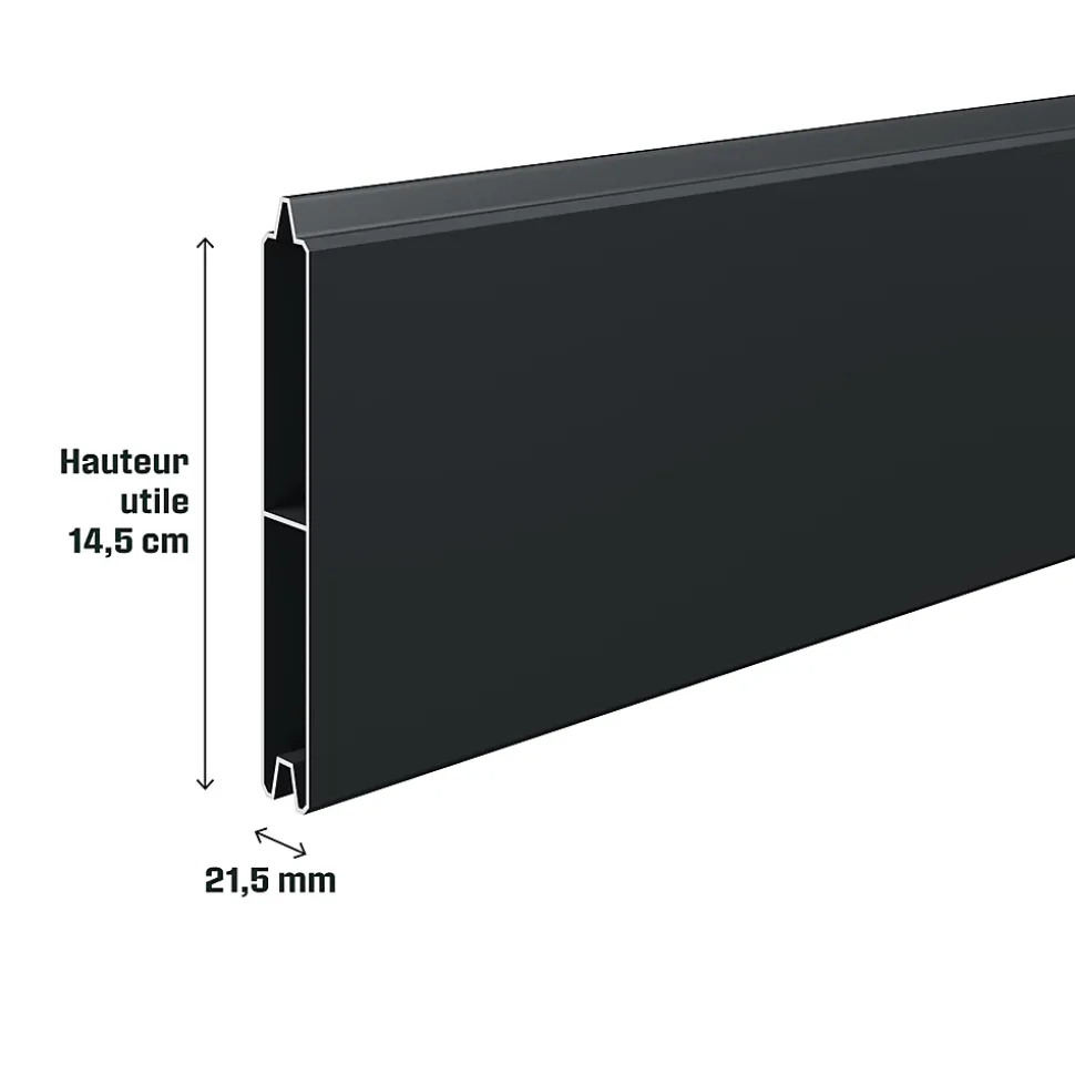 Lame de clôture pour pose emboîtée en aluminium anthracite Neva Klikstrom, L.179,8 x H.15,7 x ép.2,1 cm