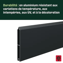 Lame de clôture pour pose emboîtée en aluminium anthracite Neva Klikstrom, L.179,8 x H.15,7 x ép.2,1 cm