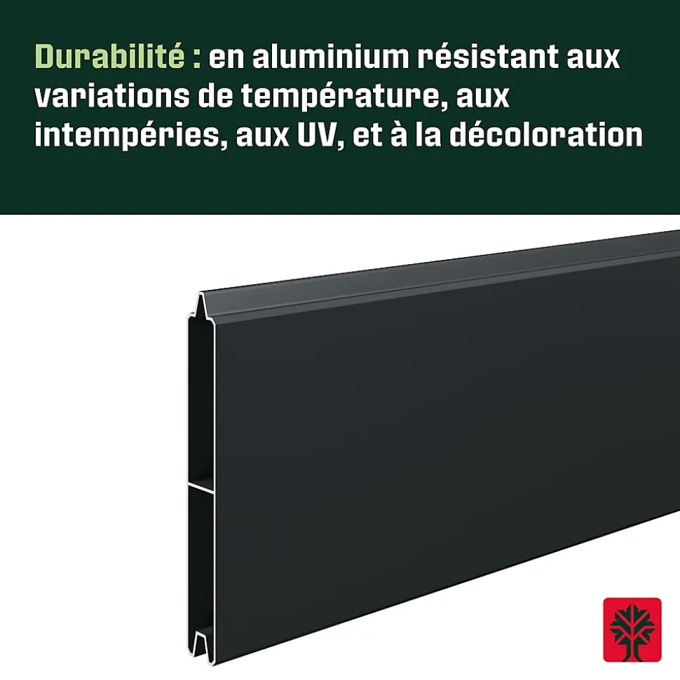 Lame de clôture pour pose emboîtée en aluminium anthracite Neva Klikstrom, L.179,8 x H.15,7 x ép.2,1 cm